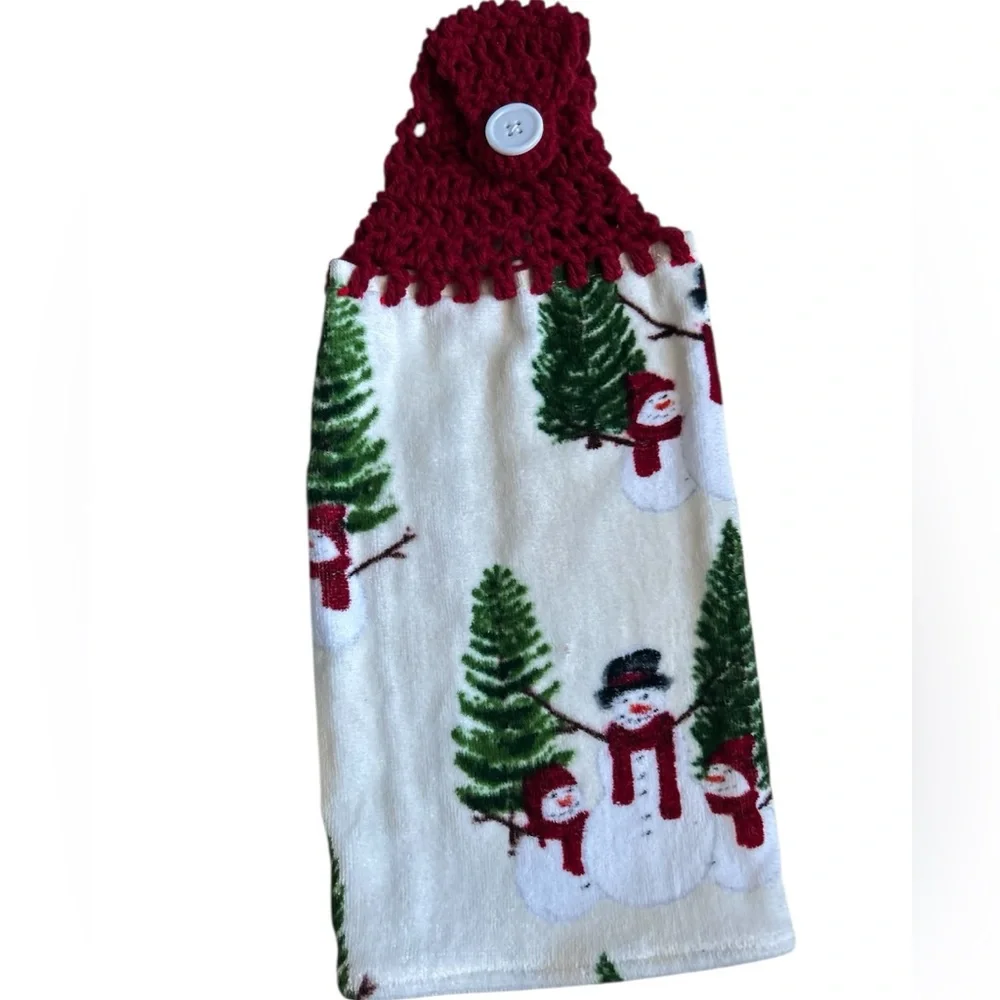 Hand Crafted Christmas Snowman Holiday Hanging Hand Towel